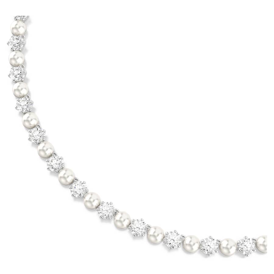COLLAR SWAROVSKI MATRIX CRYSTAL PEARLS TENNIS , TALLA REDONDA, BLANCO, BAÑO DE RODIO