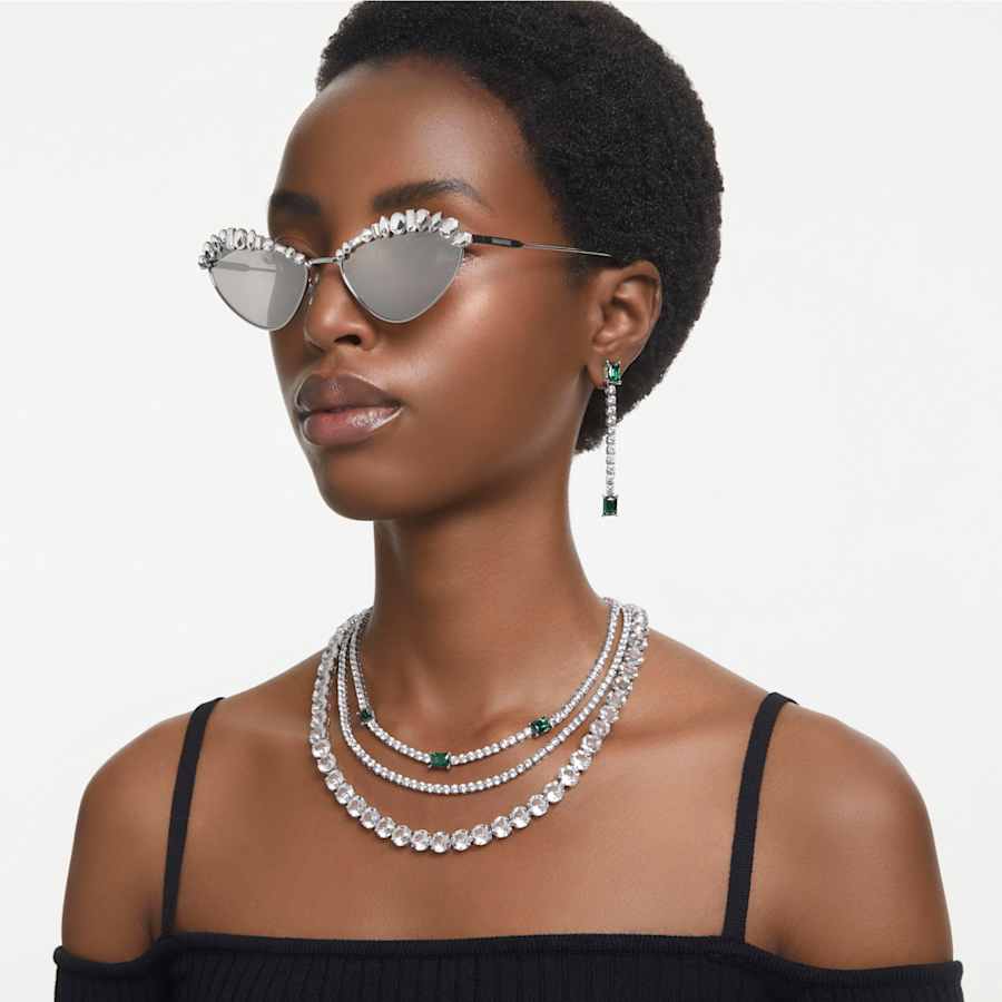 COLLAR SWAROVSKI MATRIX TENNIS TALLAS MIXTAS, VERDE, BAÑO DE RODIO