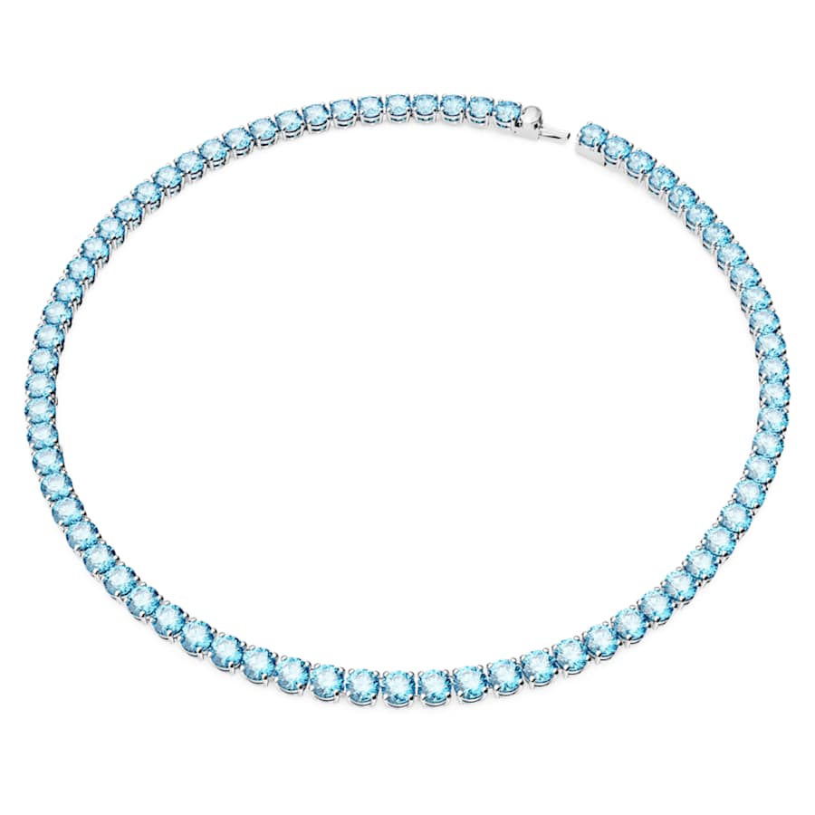 COLLAR SWAROVSKI MATRIX TENNIS TALLA REDONDA, MEDIO, AZUL, BAÑO DE RODIO