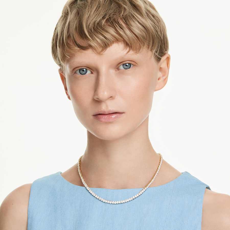 COLLAR SWAROVSKI MATRIX TENNIS TALLA REDONDA, BLANCO, BAÑO TONO ORO