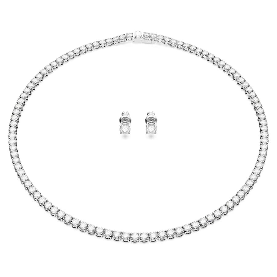SET SWAROVSKI MATRIX TENNIS TALLA REDONDA, BLANCO, BAÑO DE RODIO