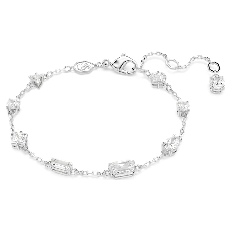 PULSERA SWAROVSKI MESMERA, DISEÑO SCATTERED, BLANCO, BAÑO DE RODIO, TALLA M