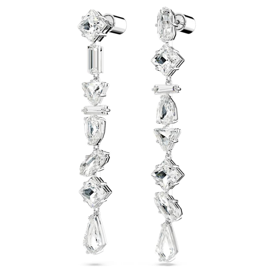 ARETES SWAROVSKI MESMERA, DISEÑO ASIMÉTRICO, CRISTAL, BAÑO DE RODIO