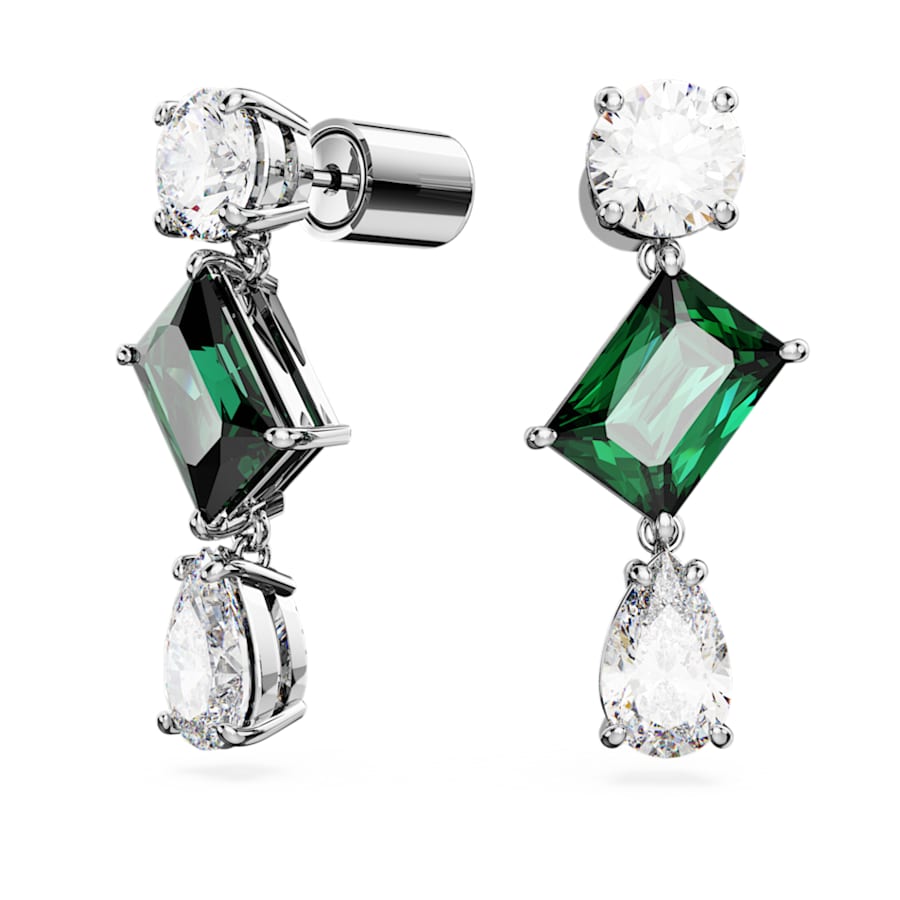 ARETES SWAROVSKI MESMERA TALLAS MIXTAS, VERDE, BAÑO DE RODIO