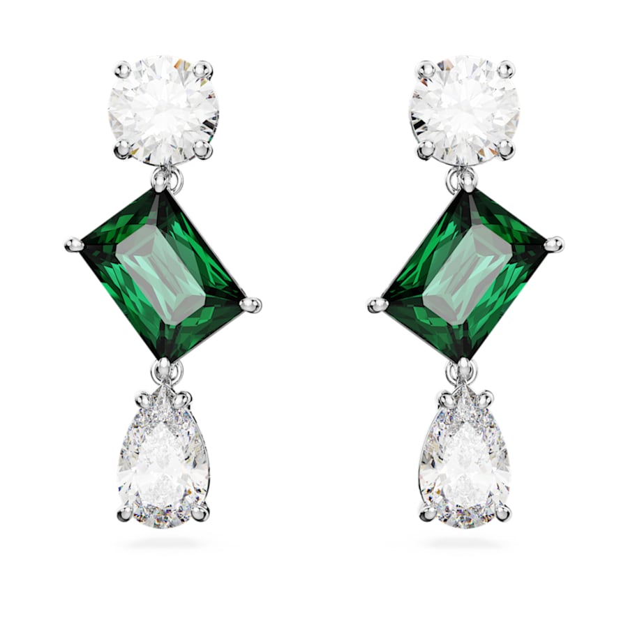 ARETES SWAROVSKI MESMERA TALLAS MIXTAS, VERDE, BAÑO DE RODIO