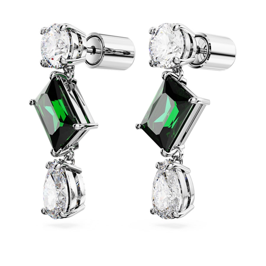 ARETES SWAROVSKI MESMERA TALLAS MIXTAS, VERDE, BAÑO DE RODIO