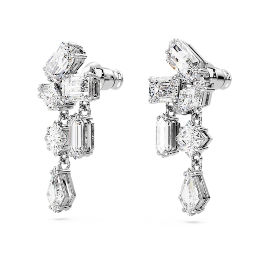 ARETES SWAROVSKI MESMERA TALLAS MIXTAS, BLANCO, BAÑO DE RODIO