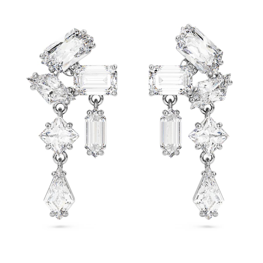 ARETES SWAROVSKI MESMERA TALLAS MIXTAS, BLANCO, BAÑO DE RODIO