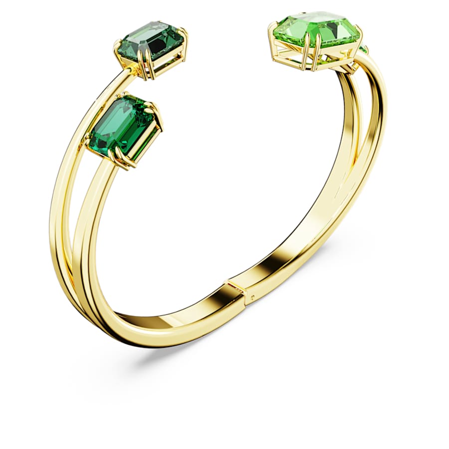 PULSERA SWAROVSKI MILLENIA, DISEÑO BANGLE, VERDE, BAÑO TONO ORO, TALLA M