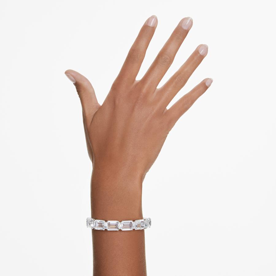 PULSERA SWAROVSKI MILLENIA TALLA OCTOGONAL, BLANCO, BAÑO DE RODIO