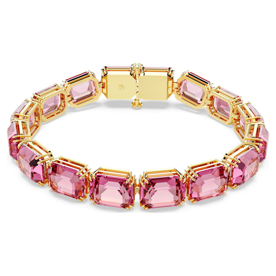 PULSERA SWAROVSKI TENNIS MILLENIA TALLA OCTOGONAL, ROSA, BAÑO TONO ORO, TALLA S