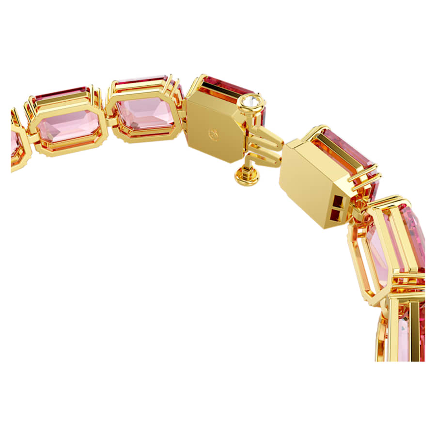 PULSERA SWAROVSKI TENNIS MILLENIA TALLA OCTOGONAL, ROSA, BAÑO TONO ORO, TALLA S
