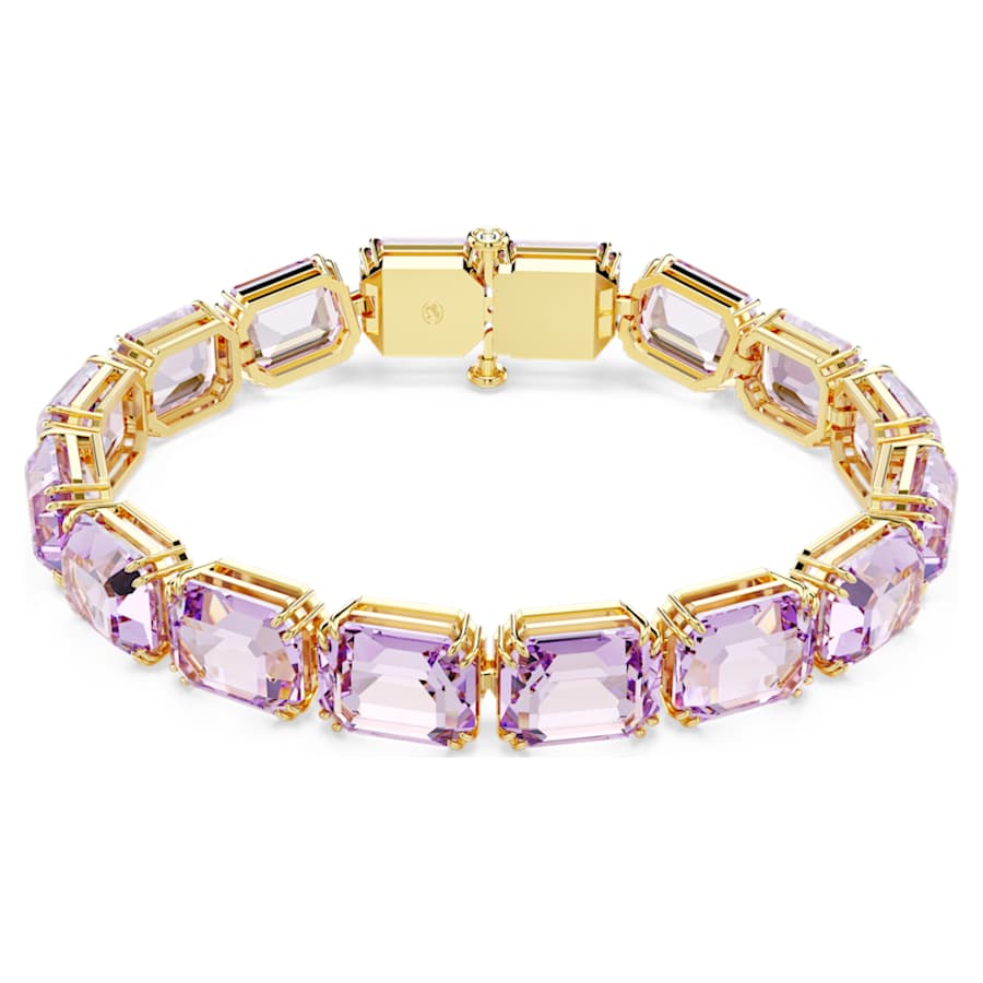 PULSERA SWAROVSKI TENNIS MILLENIA TALLA OCTOGONAL, MORADA, BAÑO TONO ORO