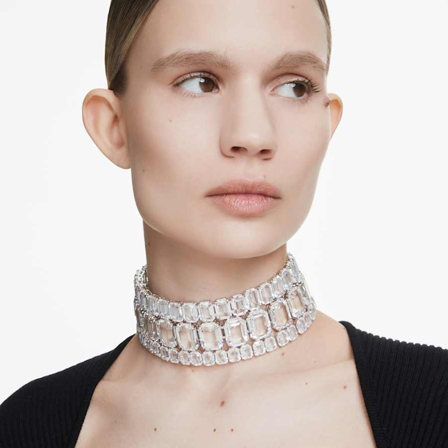 COLLAR SWAROVSKI MILLENIA TALLA OCTOGONAL, BLANCA, BAÑO DE RODIO