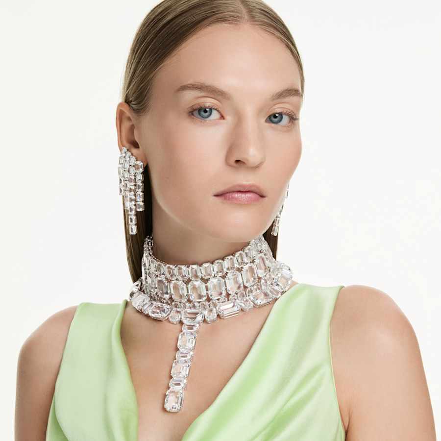 COLLAR SWAROVSKI MILLENIA TALLA OCTOGONAL, BLANCA, BAÑO DE RODIO