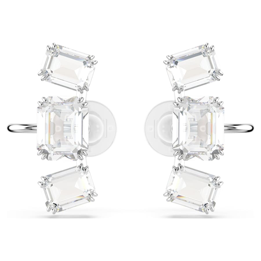 ARETES SWAROVSKI  MILLENIA TALLA OCTOGONAL, BLANCO, BAÑO DE RODIO