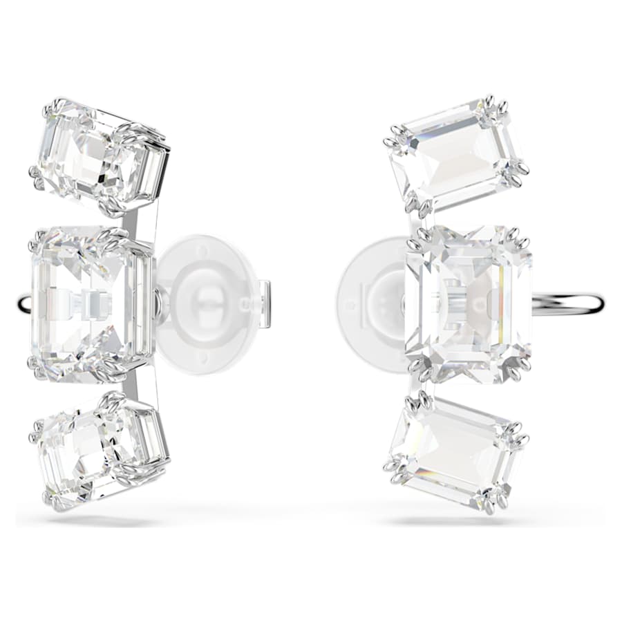 ARETES SWAROVSKI  MILLENIA TALLA OCTOGONAL, BLANCO, BAÑO DE RODIO