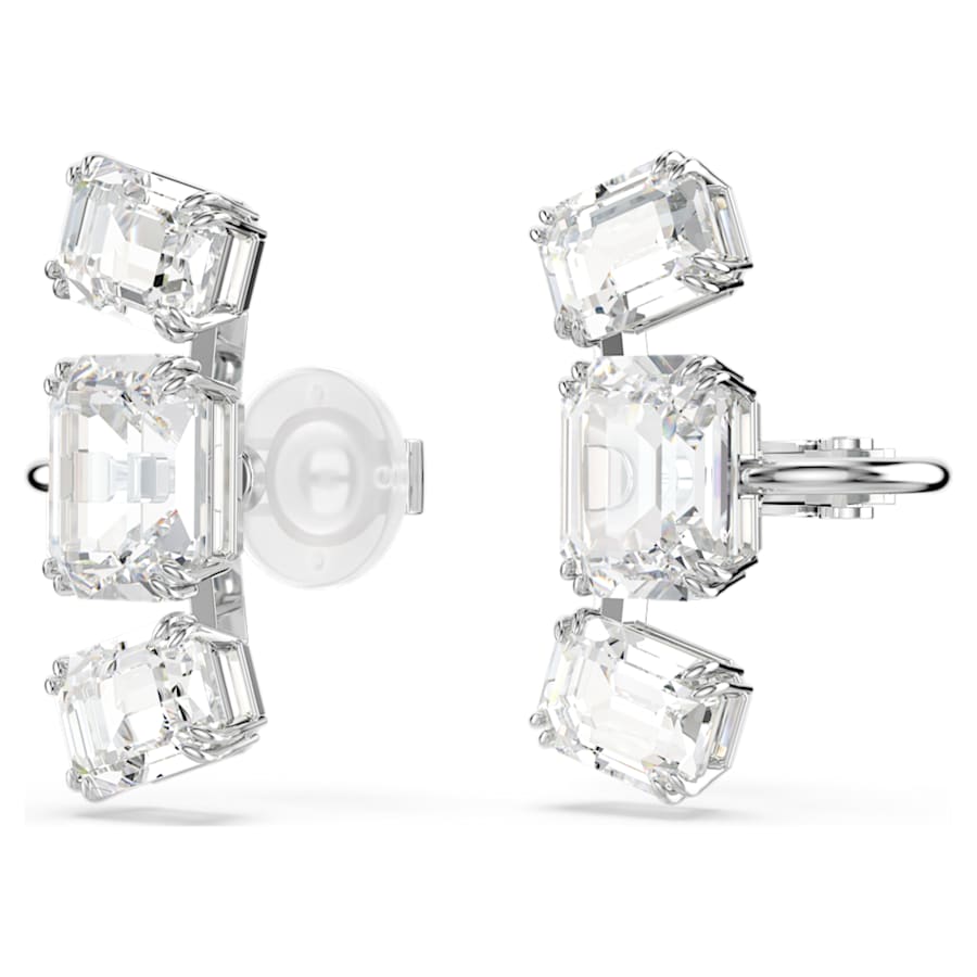 ARETES SWAROVSKI  MILLENIA TALLA OCTOGONAL, BLANCO, BAÑO DE RODIO