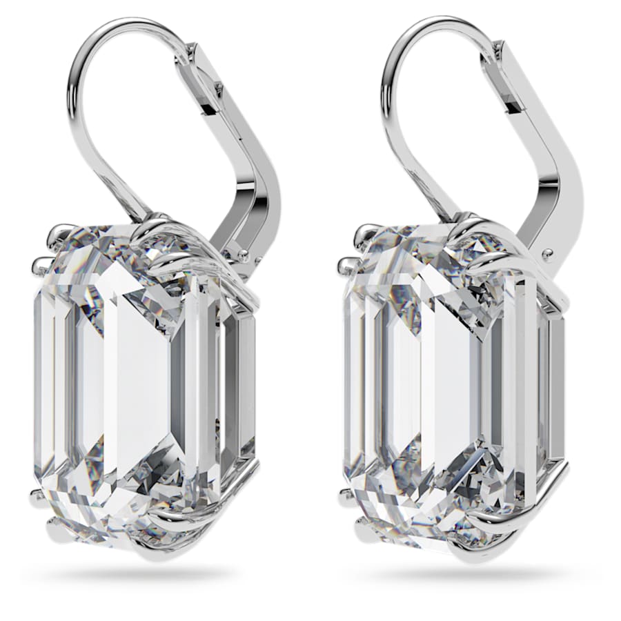 ARETES SWAROVSKI MILLENIA TALLA OCTOGONAL, BLANCO, BAÑO DE RODIO