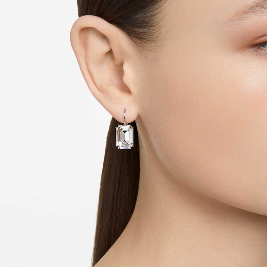 ARETES SWAROVSKI MILLENIA TALLA OCTOGONAL, CRISTAL IGNITE, BAÑO DE RODIO