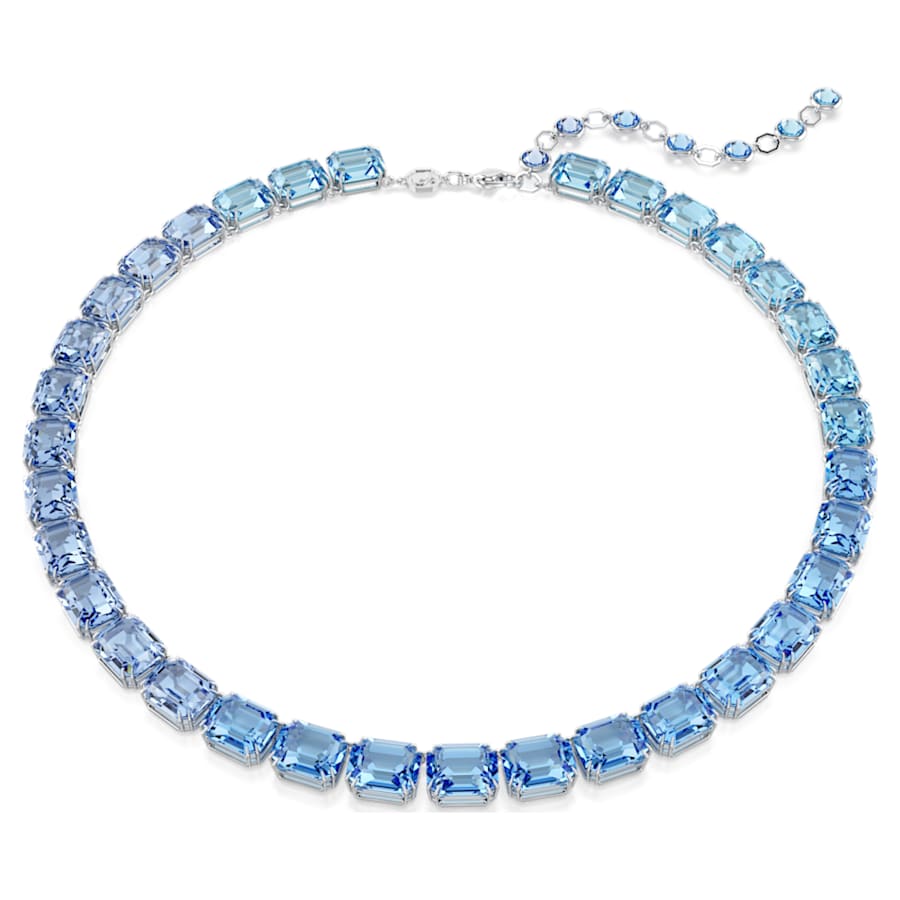 COLLAR SWAROVSKI TENNIS MILLENIA TALLA OCTOGONAL, DEGRADADO DE COLOR, AZUL, BAÑO DE RODIO