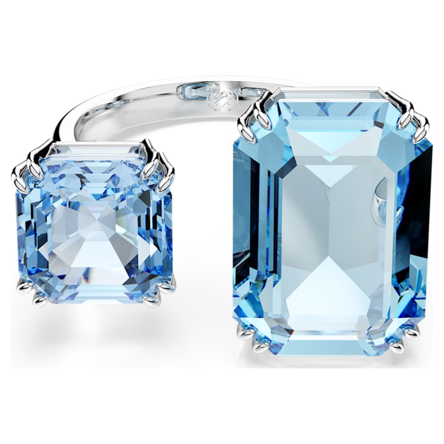 ANILLO SWAROVSKI MILLENIA TALLA OCTOGONAL, AZUL, BAÑO DE RODIO, TALLA 55