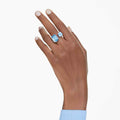 ANILLO SWAROVSKI MILLENIA TALLA OCTOGONAL, AZUL, BAÑO DE RODIO, TALLA 55