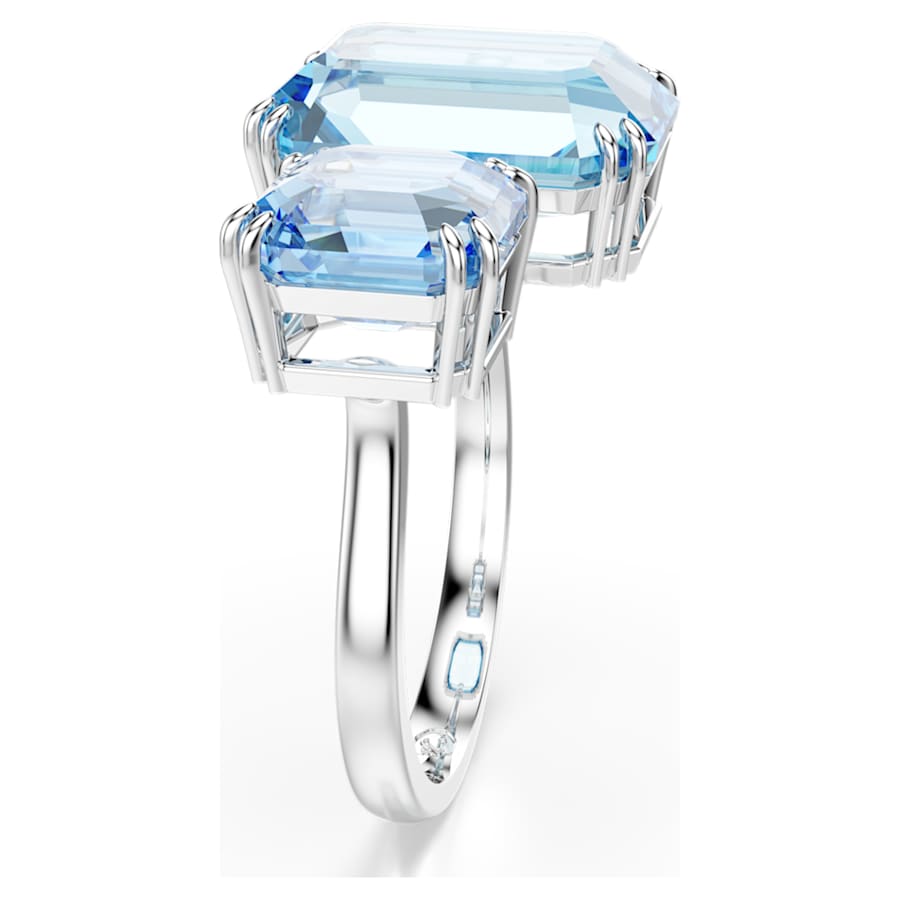 ANILLO SWAROVSKI MILLENIA TALLA OCTOGONAL, AZUL, BAÑO DE RODIO, TALLA 55