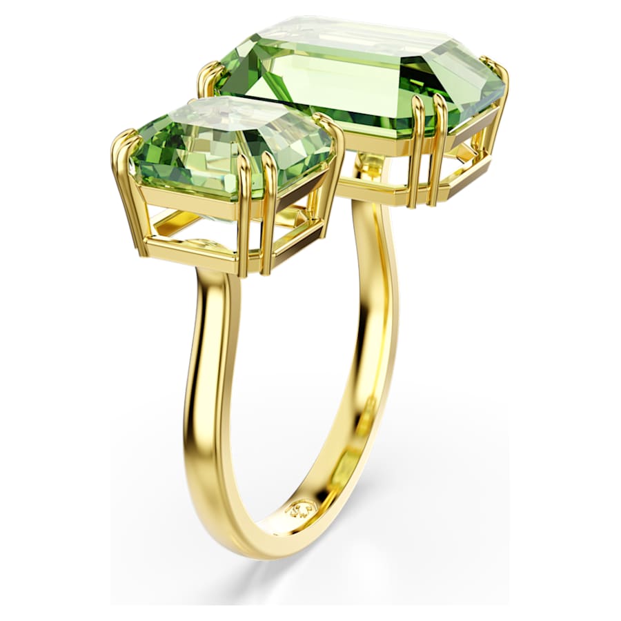 ANILLO SWAROVSKI MILLENIA TALLA OCTOGONAL, VERDE, BAÑO DE ORO, TALLA 55