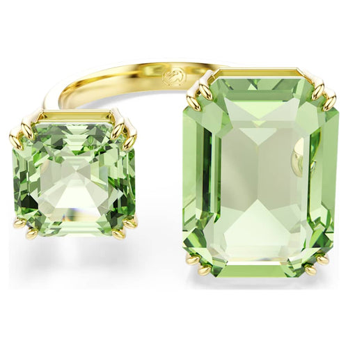 ANILLO SWAROVSKI MILLENIA TALLA OCTOGONAL, VERDE, BAÑO DE ORO, TALLA 55