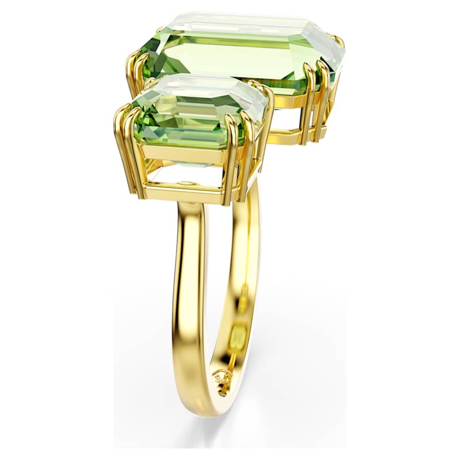 ANILLO SWAROVSKI MILLENIA TALLA OCTOGONAL, VERDE, BAÑO DE ORO, TALLA 52