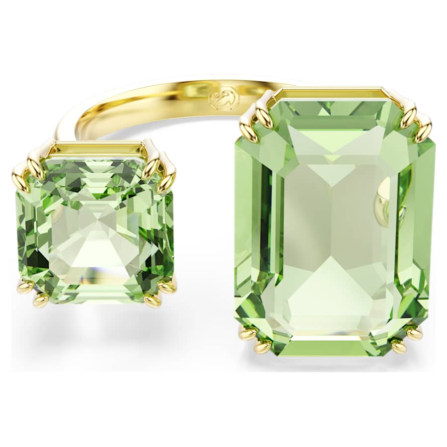 ANILLO SWAROVSKI MILLENIA TALLA OCTOGONAL, VERDE, BAÑO DE ORO, TALLA 52