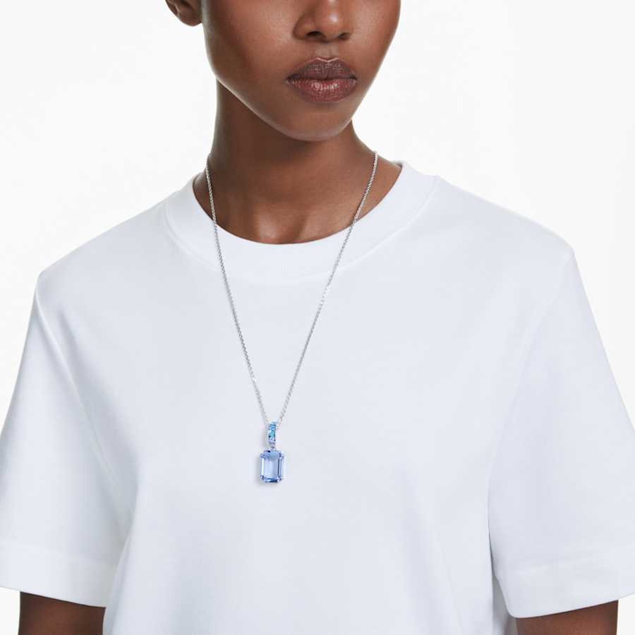 COLLAR SWAROVSKI MILLENIA TALLA OCTOGONAL, AZUL, BAÑO DE RODIO