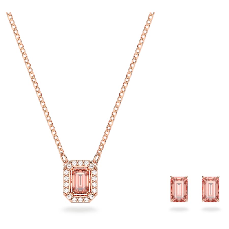 SET SWAROVSKI MILLENIA, TALLA OCTOGONAL, ROSA, BAÑO DE TONO ORO ROSA