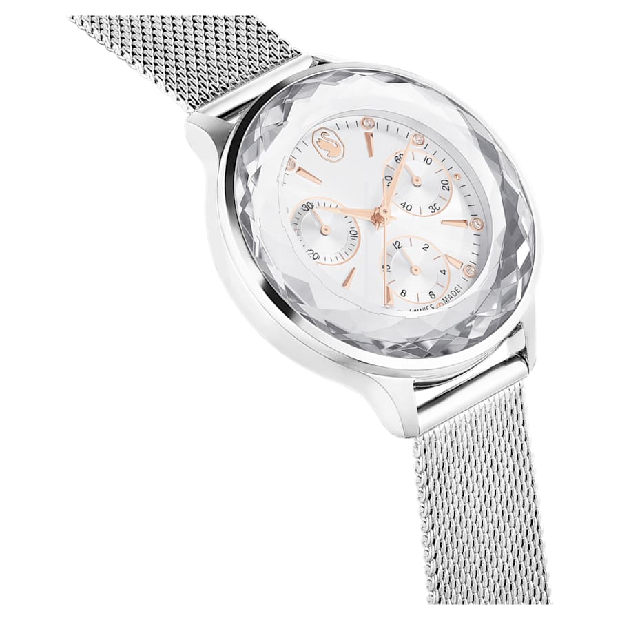 RELOJ SWAROVSKI NOVA CHRONO BRAZALETE DE ACERO INOXDABLE, ESFERA BLANCA, FUNCICÓN CRONCÓGRAFO, MOVIMIENTO CUARZO, CAJA 37 MM
