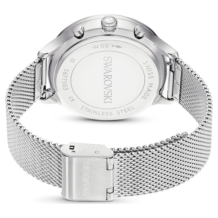 RELOJ SWAROVSKI NOVA CHRONO BRAZALETE DE ACERO INOXDABLE, ESFERA BLANCA, FUNCICÓN CRONCÓGRAFO, MOVIMIENTO CUARZO, CAJA 37 MM