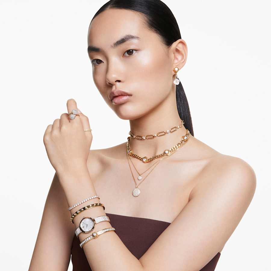 PULSERA SWAROVSKI NUMINA TALLAS REDONDAS COMBINADAS, BLANCO, BAÑO TONO ORO, TALLA S