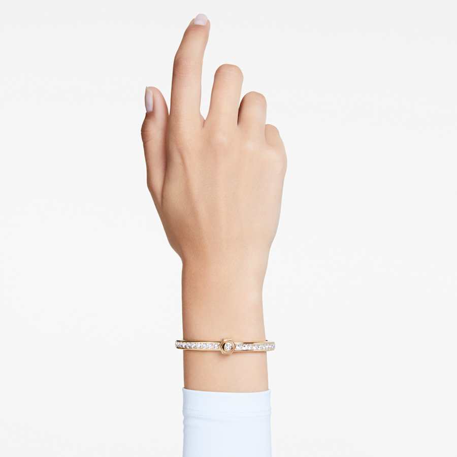 PULSERA SWAROVSKI NUMINA TALLA REDONDA, BLANCO, BAÑO TONO ORO, TALLA M