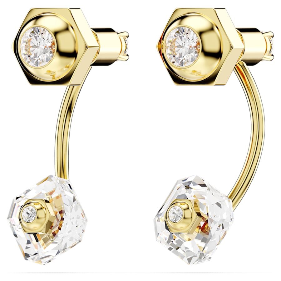 ARETES SWAROVSKI NUMINA TALLAS MIXTAS, BLANCO, BAÑO TONO ORO