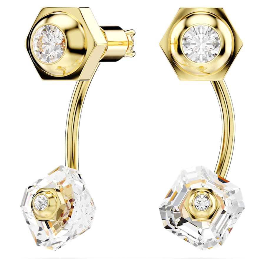 ARETES SWAROVSKI NUMINA TALLAS MIXTAS, BLANCO, BAÑO TONO ORO