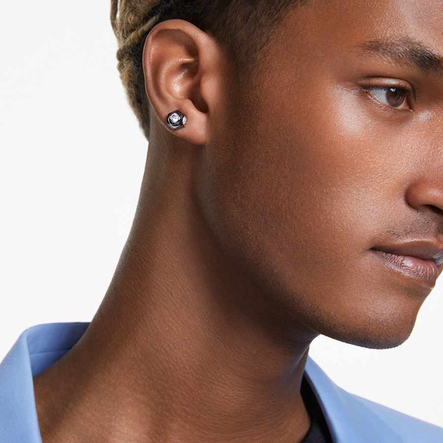 ARETES SWAROVSKI NUMINA TALLA REDONDA, BLANCO, BAÑO DE RUTENIO