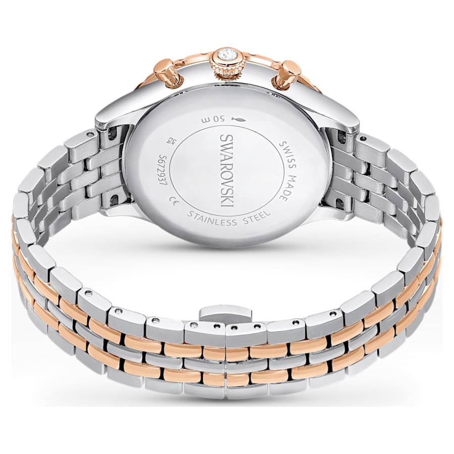 RELOJ SWAROVSKI OCTEA CHRONO, CUARZO, ESFERA MADRE PERLA, BRAZALETE DE ACERO BICOLOR, 42 MM