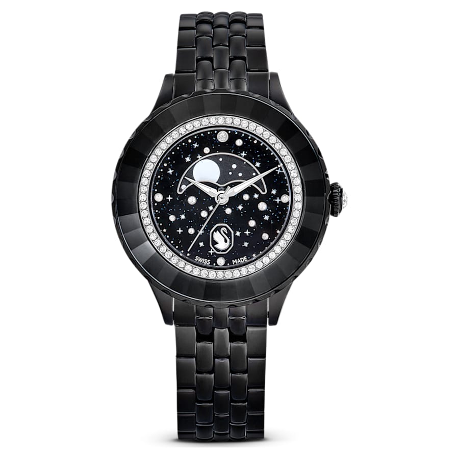 RELOJ SWAROVSKI OCTEA MOON BRAZALETE DE ACERO INOXIDABLE PVD NEGRO, ESFERA NEGRA, MOVIMIENTO CUARZO, CAJA 37 MM, MUJER
