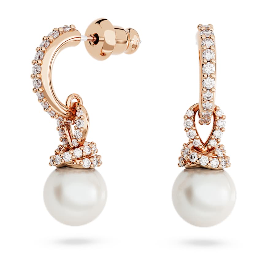 SET SWAROVSKI ORIGINALLY CRYSTAL PEARLS, BLANCO, BAÑO TONO ORO ROSA