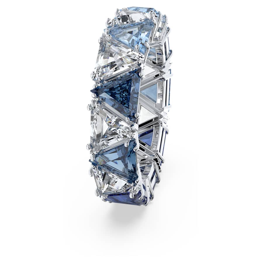 ANILLO SWAROVSKI ORTYX TALLA TRIANGULAR, AZUL, BAÑO DE RODIO, TALLA 55