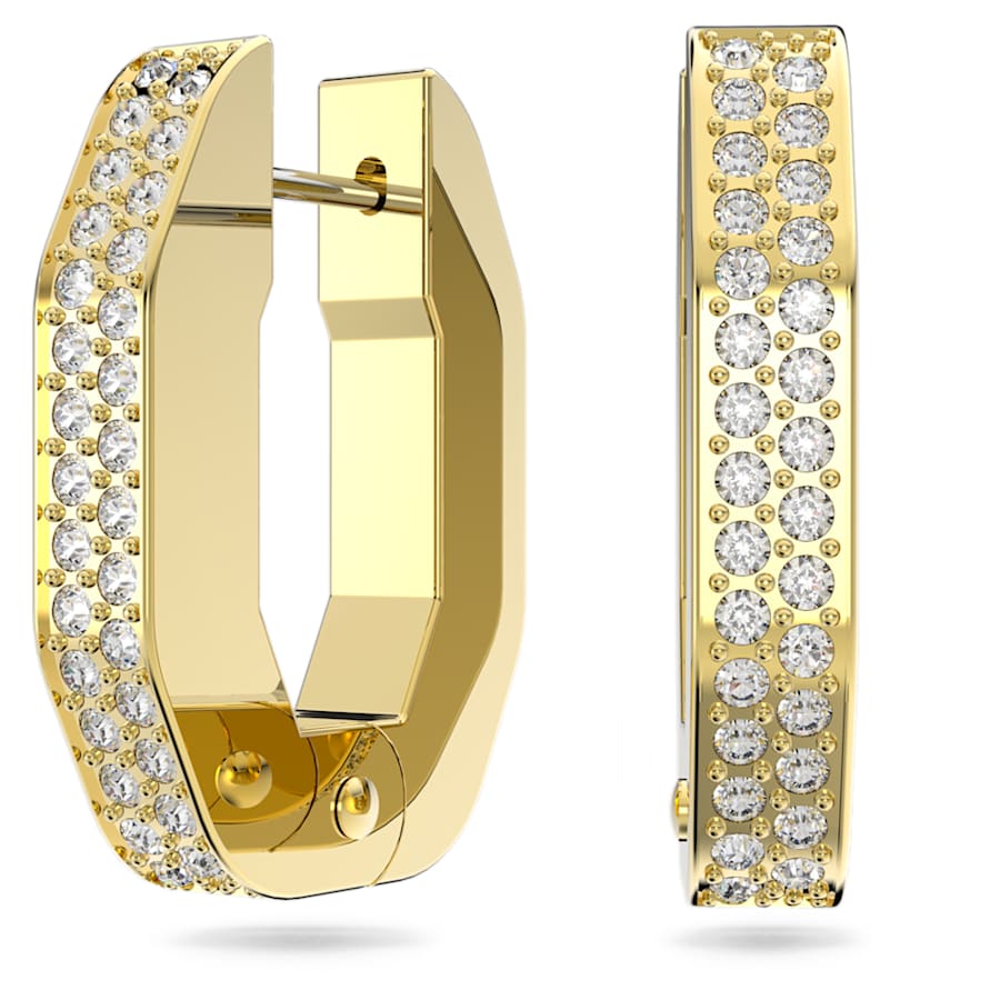 ARETES SWAROVSKI DEXTERA FORMA OCTAGONAL, PEQUECÑOS, BLANCO, BAÑO TONO ORO