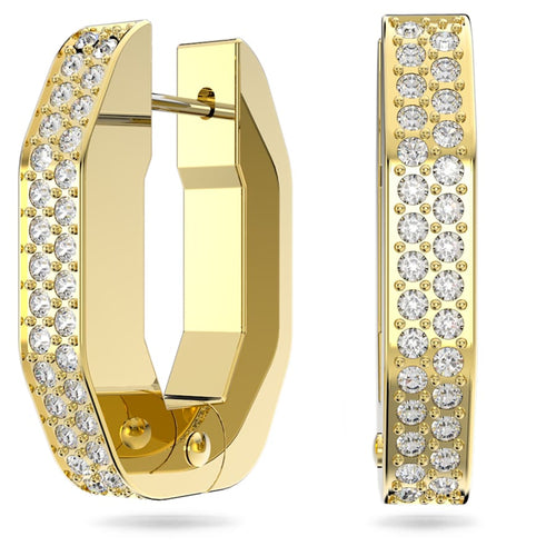 ARETES SWAROVSKI DEXTERA FORMA OCTAGONAL, PEQUECÑOS, BLANCO, BAÑO TONO ORO