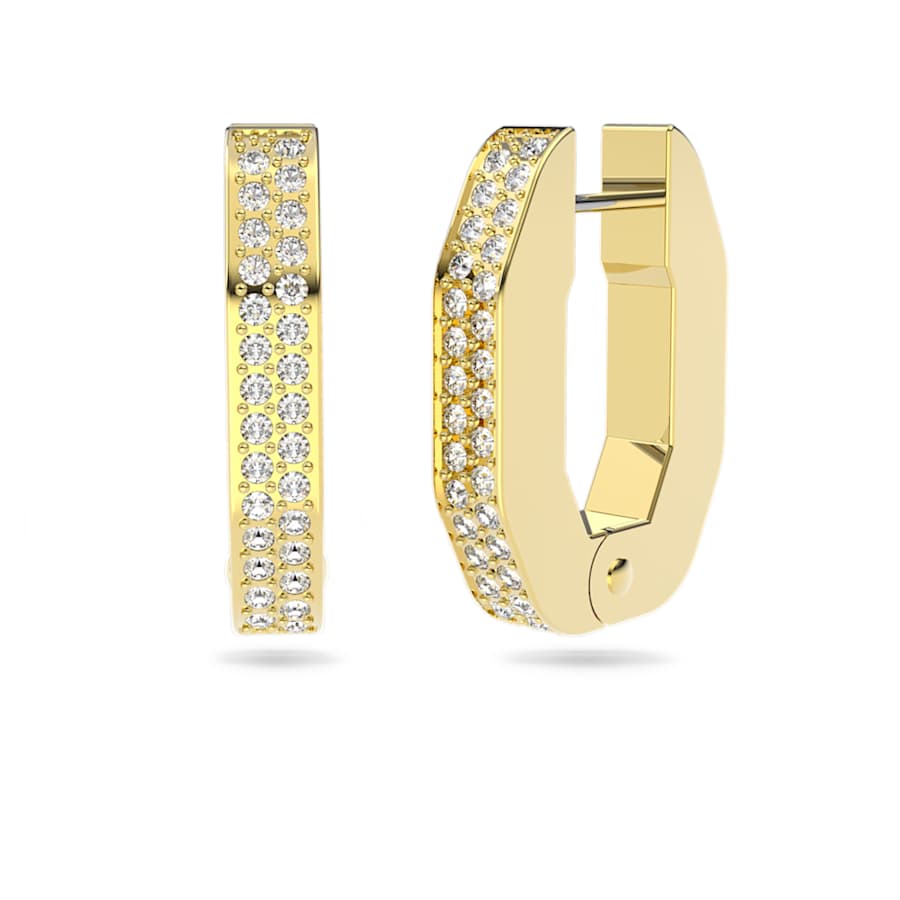 ARETES SWAROVSKI DEXTERA FORMA OCTAGONAL, PEQUECÑOS, BLANCO, BAÑO TONO ORO