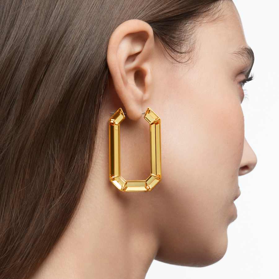 ARETES SWAROVSKI LUCENT ARTE, FORMA OCTAGONAL, BAÑO TONO ORO
