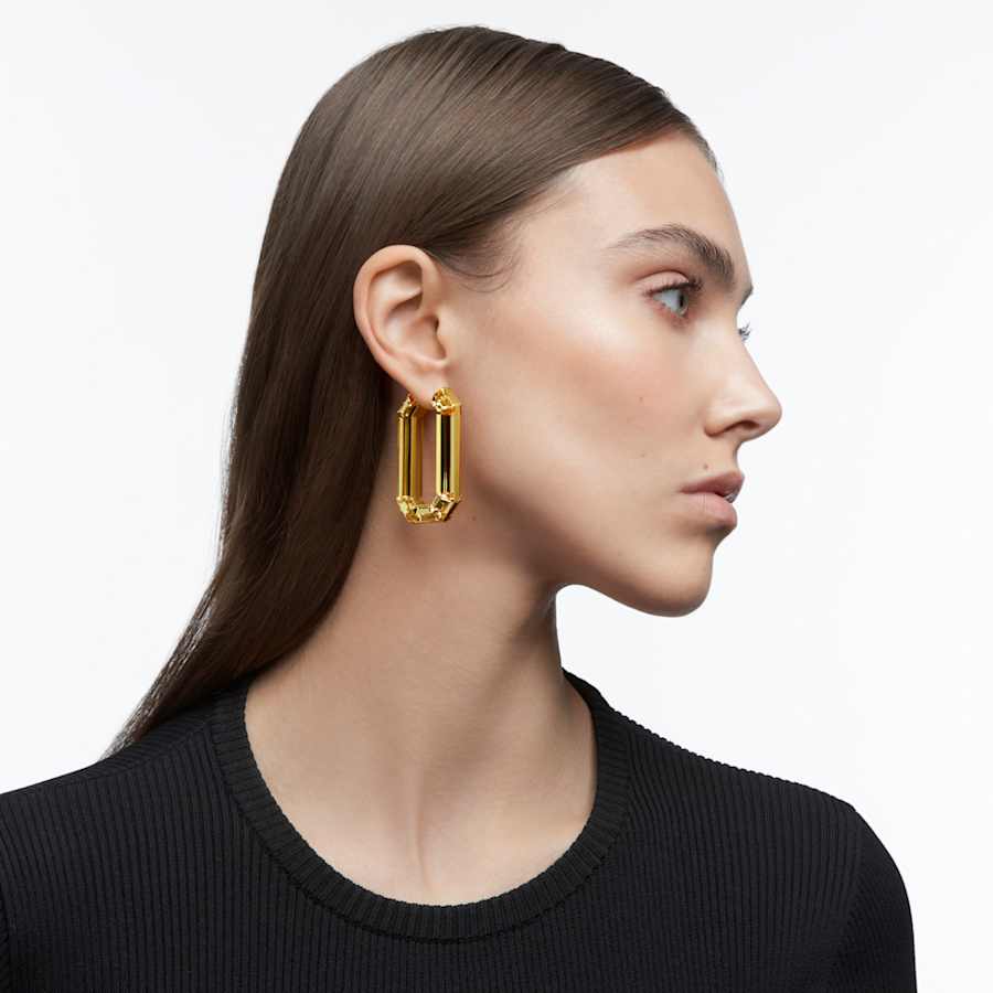 ARETES SWAROVSKI LUCENT ARTE, FORMA OCTAGONAL, BAÑO TONO ORO